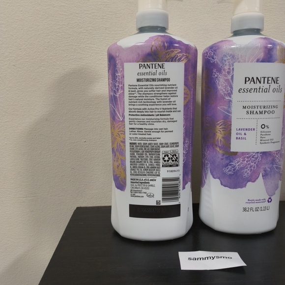 Pantene Essential Oils Moisturizing Shampoo Lavender Oil & Basil 38.2 Oz x2 - Picture 3 of 4